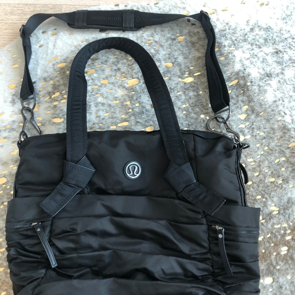 Black Triumph Yoga/Gym Bag- Ruched Duffel Tote